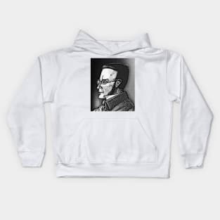 Max Stirner Black And White Portrait | Max Stirner Artwork 15 Kids Hoodie